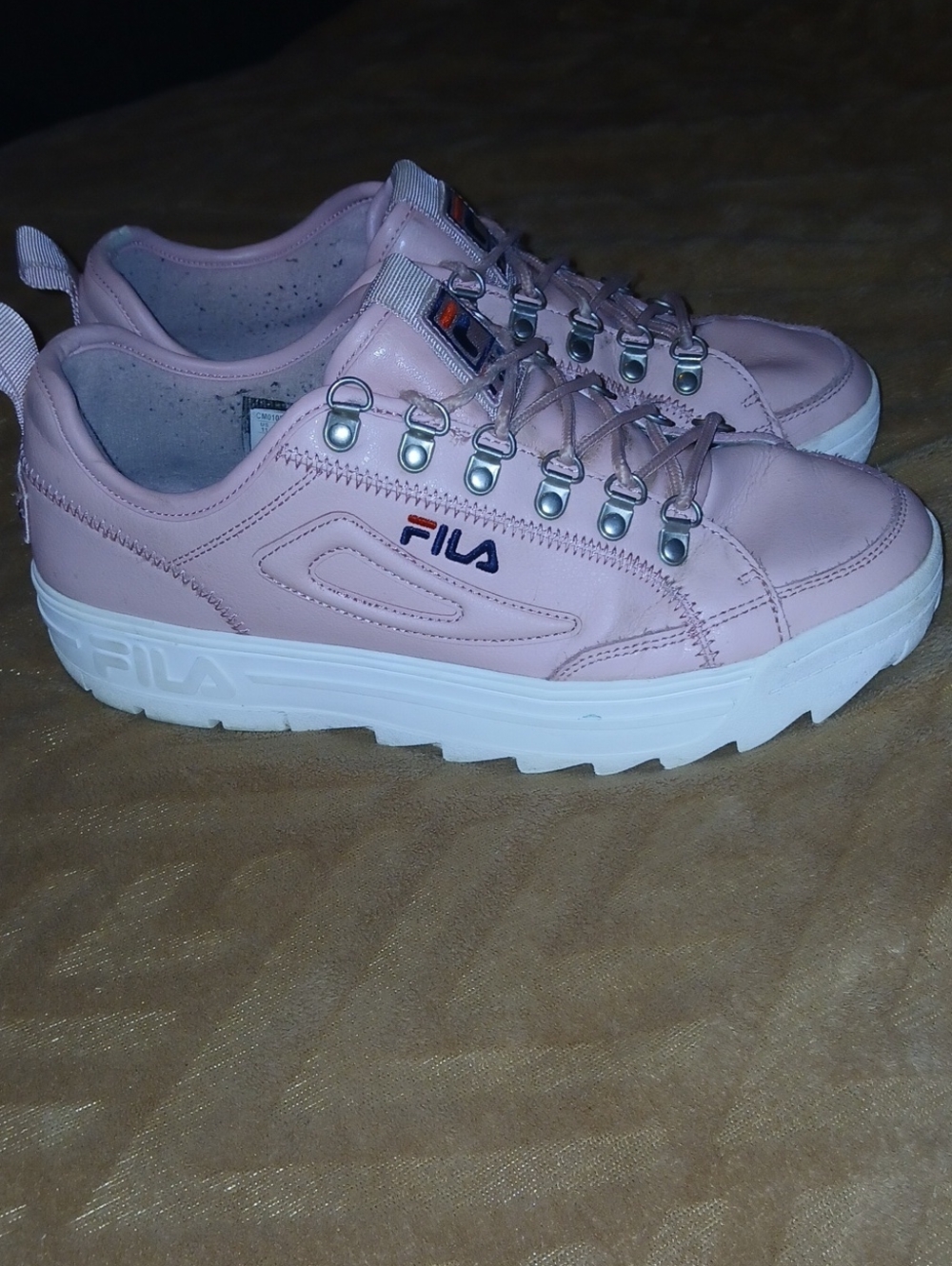 FILA Women's Disrupter 2 Pink Leather Lug Sole Platform Sneakers Sz: 11